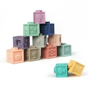 MIĘKKIE KLOCKI SILIKONOWE 3D SENSORYCZNE 6szt 