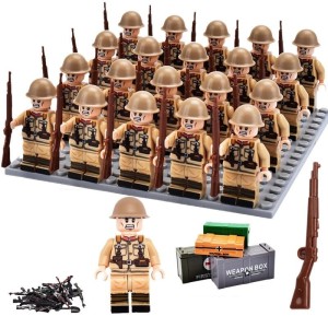 KLOCKI FIGURKI ŻÓŁNIERZE WW2 ARMIE 20 szt + dodatki 