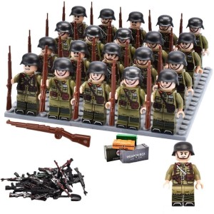 KLOCKI FIGURKI ŻÓŁNIERZE WW2 ARMIE 20 szt + dodatki