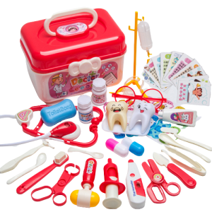 zestaw ZABAWKA dla dzieci DENTYSTA akcesoria LEKARZ leczenie + KUFEREK
