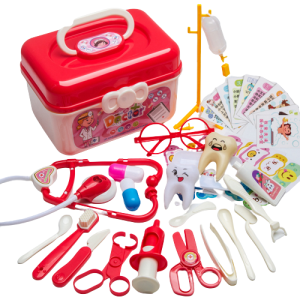 zestaw ZABAWKA dla dzieci DENTYSTA akcesoria LEKARZ leczenie + KUFEREK