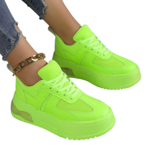 Sneakersy dla kobiet neonowe na sezon jesień wiosna Nilon