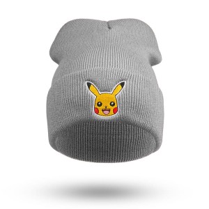 Czapka zimowo jesienna dla dzieci Pokemon ciepła szara Pikachu