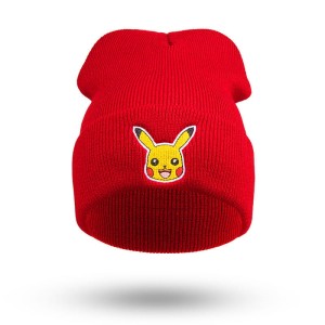 Czapka zimowo jesienna dla dzieci Pokemon ciepła czerwona Pikachu