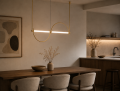 Złota Lampa Wisząca LED Fala Wave z Pilotem Nowoczesny Żyrandol Nad Stół i Wyspę