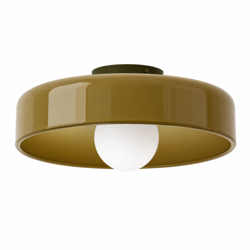 Szklana Plafoniera Sufitowa UFO Plafon Lampa w Stylu Retro Oliwkowy