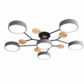 Nowoczesna Lampa Sufitowa LED Szara z Drewnianymi Akcentami Plafon Nordycki