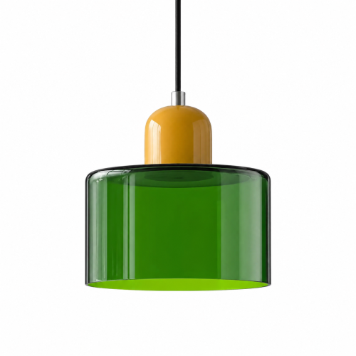 Nowoczesna Szklana Lampa Wisząca Zielony Designerski Żyrandol Punktowy