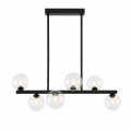Żyrandol Liniowy LED Czarny Lampa Wisząca z Przezroczystymi Kulami 70 cm