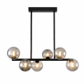 Żyrandol Liniowy LED Czarny Lampa Wisząca z Przydymionymi Kulami 70 cm