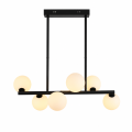 Nowoczesny Żyrandol Liniowy LED Czarny Lampa Wisząca z Mlecznymi Kulami 70 cm
