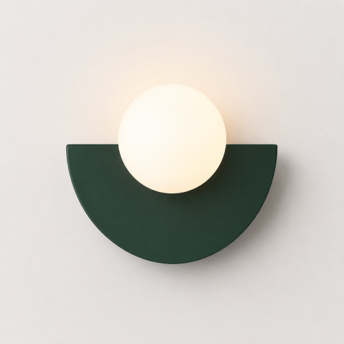 Kinkiet Ścienny LED Lampa Półksiężyc z Mleczną Kulą Zielony