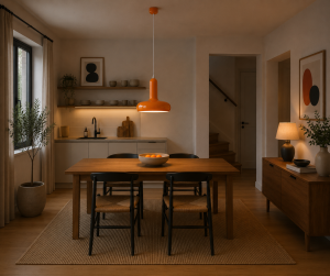 Designerska Lampa Wisząca Retro Nowoczesny Żyrandol Punktowy Pomarańczowy