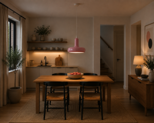 Designerska Lampa Wisząca Retro Nowoczesny Żyrandol Punktowy Różowy