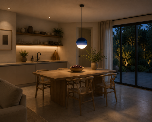 Lampa Wisząca LED Diamentowy Błękit Szklana Kula