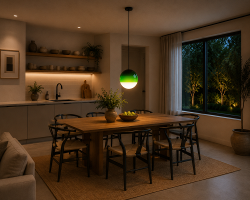 Lampa Wisząca LED Botaniczna Zieleń Szklana Kula