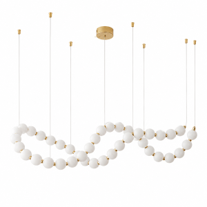 Żyrandolowa Lampa Wisząca Sznur Pereł Nowoczesna Falista Lampa LED