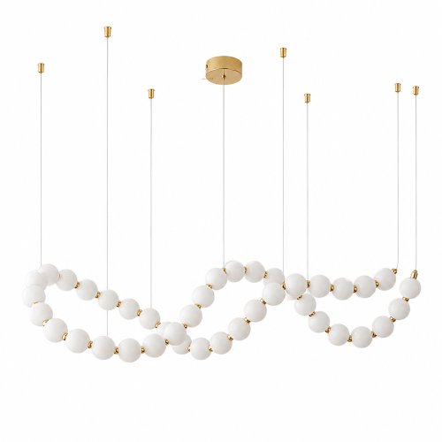 Żyrandolowa Lampa Wisząca Sznur Pereł Nowoczesna Falista Lampa LED