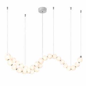 Żyrandolowa Lampa Wisząca Sznur Pereł Nowoczesna Falista Lampa LED