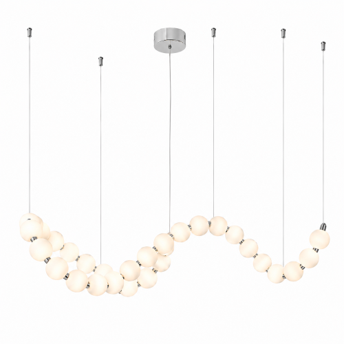 Żyrandolowa Lampa Wisząca Sznur Pereł Nowoczesna Falista Lampa LED