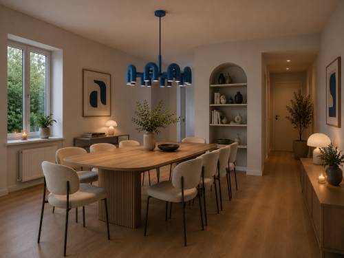 Żyrandol LED w Kształcie Łuków Designerska Lampa Wisząca U-Shape Niebieska