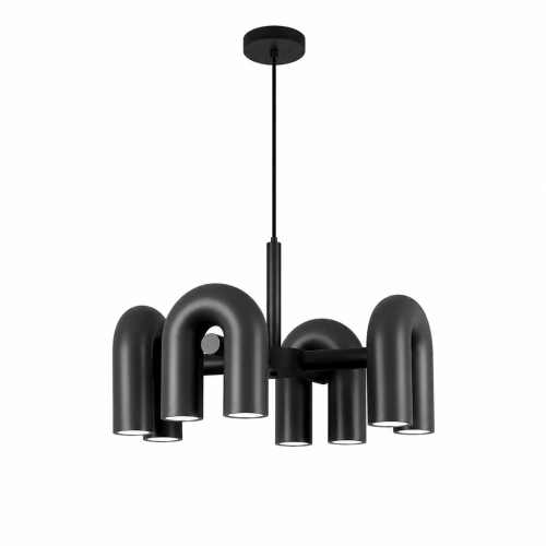 Żyrandol LED w Kształcie Łuków Designerska Lampa Wisząca U-Shape Czarna 60 cm