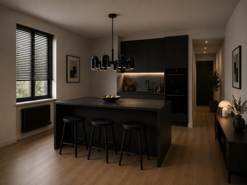 Żyrandol LED w Kształcie Łuków Designerska Lampa Wisząca U-Shape Czarna