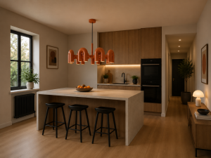  Żyrandol LED w Kształcie Łuków Designerska Lampa Wisząca U-Shape Miedziany