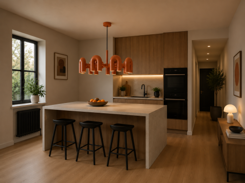 Żyrandol LED w Kształcie Łuków Designerska Lampa Wisząca U-Shape Miedziany