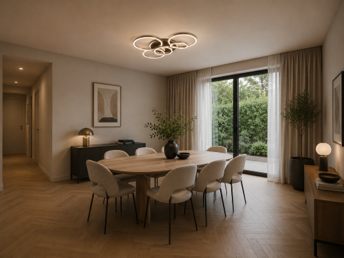 Złota Lampa Sufitowa Plafon LED IRALAN Inteligentny Żyrandol Ring 3D