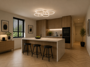 Biała Lampa Sufitowa Plafon LED IRALAN Inteligentny Żyrandol Ring 3D