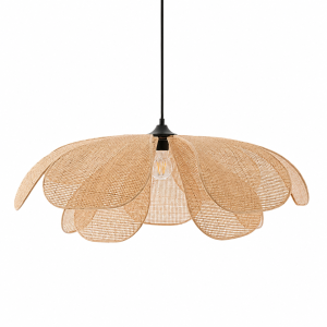 Rattanowa Lampa Wisząca Kwiatek Nowoczesny Żyrandol Organiczny Boho Chic