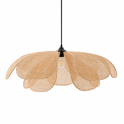 Rattanowa Lampa Wisząca Kwiatek Nowoczesny Żyrandol Organiczny Boho Chic