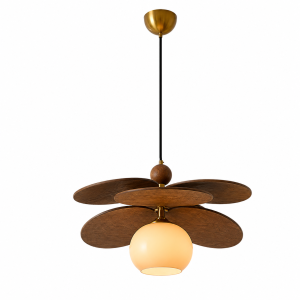 Żyrandol Vintage Flower Koniczyna Designerska Lampa Wisząca Mid-Century Miodowy Bursztyn