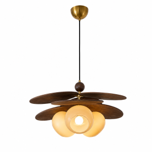 Żyrandol Vintage Flower Koniczyna Designerska Lampa Wisząca Mid-Century Miodowy Bursztyn