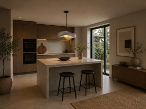 Lampa Wisząca Wabi-Sabi Kamień Nowoczesny Żyrandol Oświetlenie Organic Loft Szary