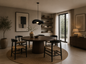 Lampa Wisząca Wabi-Sabi Kamień Nowoczesny Żyrandol Oświetlenie Organic Loft Czarny
