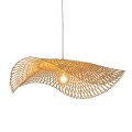 Bambusowa Lampa Wisząca Falowana Pleciony Żyrandol Organiczny Boho
