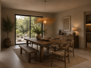 Bambusowa Lampa Wisząca Falowana Pleciony Żyrandol Organiczny Boho
