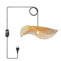 Bambusowa Lampa Wisząca Falowana z Wtyczką Pleciony Kinkiet Wiszący Boho