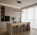 Nowoczesna Lampa Wisząca LED Owalna Slim Minimalistyczna Nad Stół i Wyspę