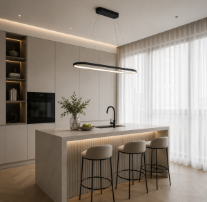 Nowoczesna Lampa Wisząca LED Owalna Slim Minimalistyczna Nad Stół i Wyspę