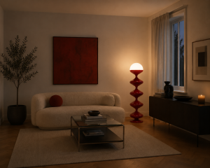 Czerwona designerska lampa podłogowa BELLA ROSSA 120 cm