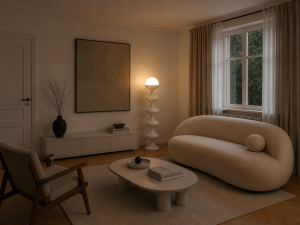 Biała designerska lampa podłogowa PERLA BIANCA 120 cm