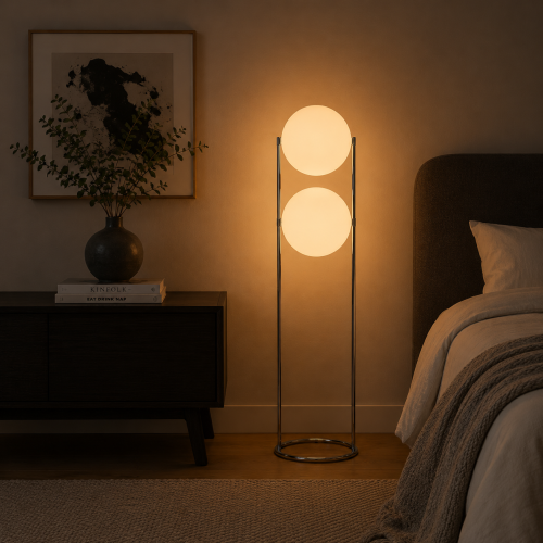 Nowoczesna Lampa Podłogowa LED Garrault Delord Kula SATURN DUO 120 CM