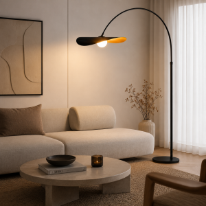 Nowoczesna lampa podłogowa łukowa LED AURORA ARC do salonu i sypialni