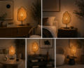 Designerska lampa stojąca boho z plecionym abażurem BALI GLOW