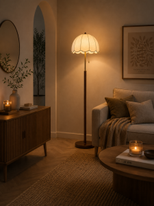 Lampa podłogowa FLORENCE BLOOM z materiałowym abażurem 152 cm