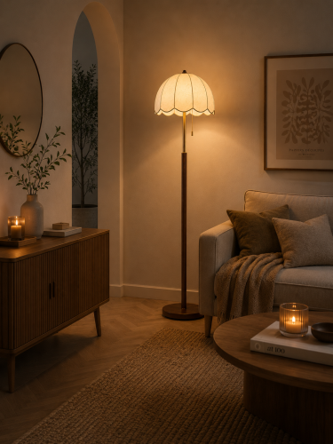 Lampa podłogowa FLORENCE BLOOM z materiałowym abażurem 152 cm