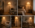 Lampa podłogowa FLORENCE BLOOM z materiałowym abażurem 152 cm